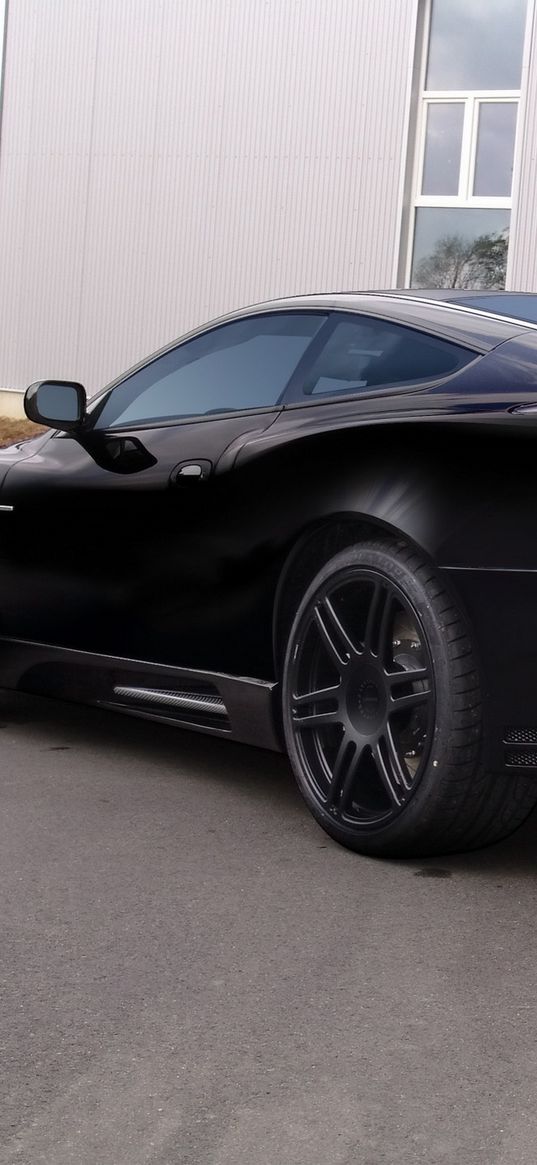 mansory, aston martin, vanquish, 2005, black, side view, style, building