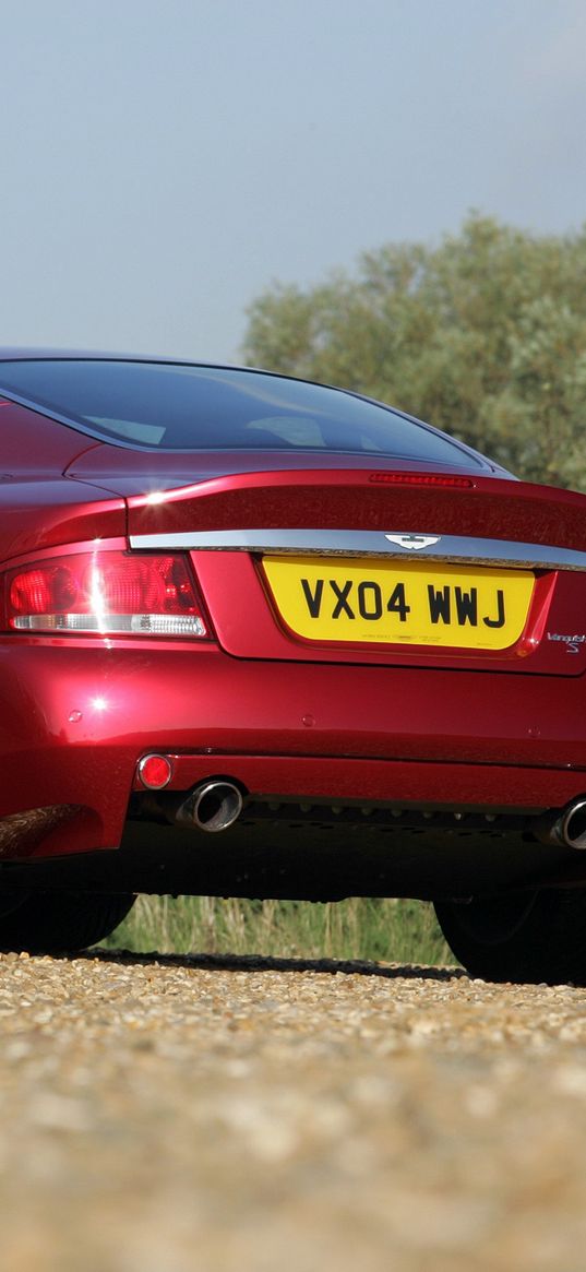 aston martin, v12, vanquish, 2004, red, rear view, style, nature