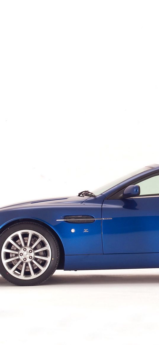 aston martin, v12, vanquish, 2004, blue, side view, style, auto