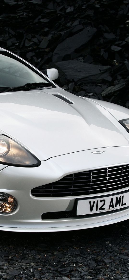 aston martin, v12, vanquish, 2004, white, front view, auto