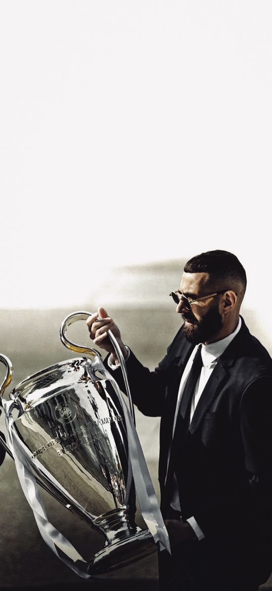 karim benzema, football player, real madrid, football, cup, suit