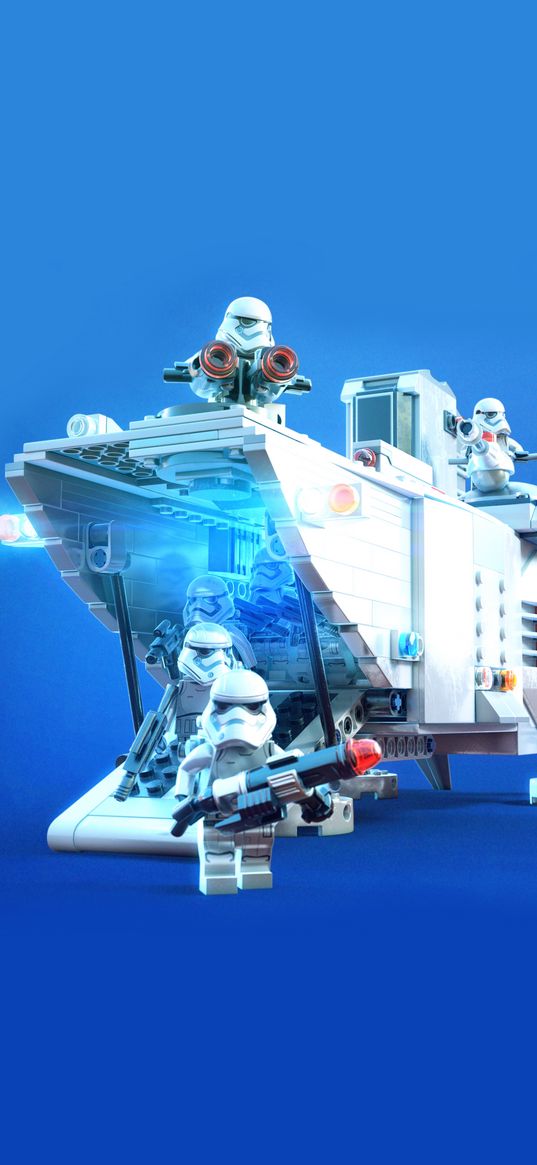 lego, stormtroopers, star wars, soldiers, spaceship, white, blue background