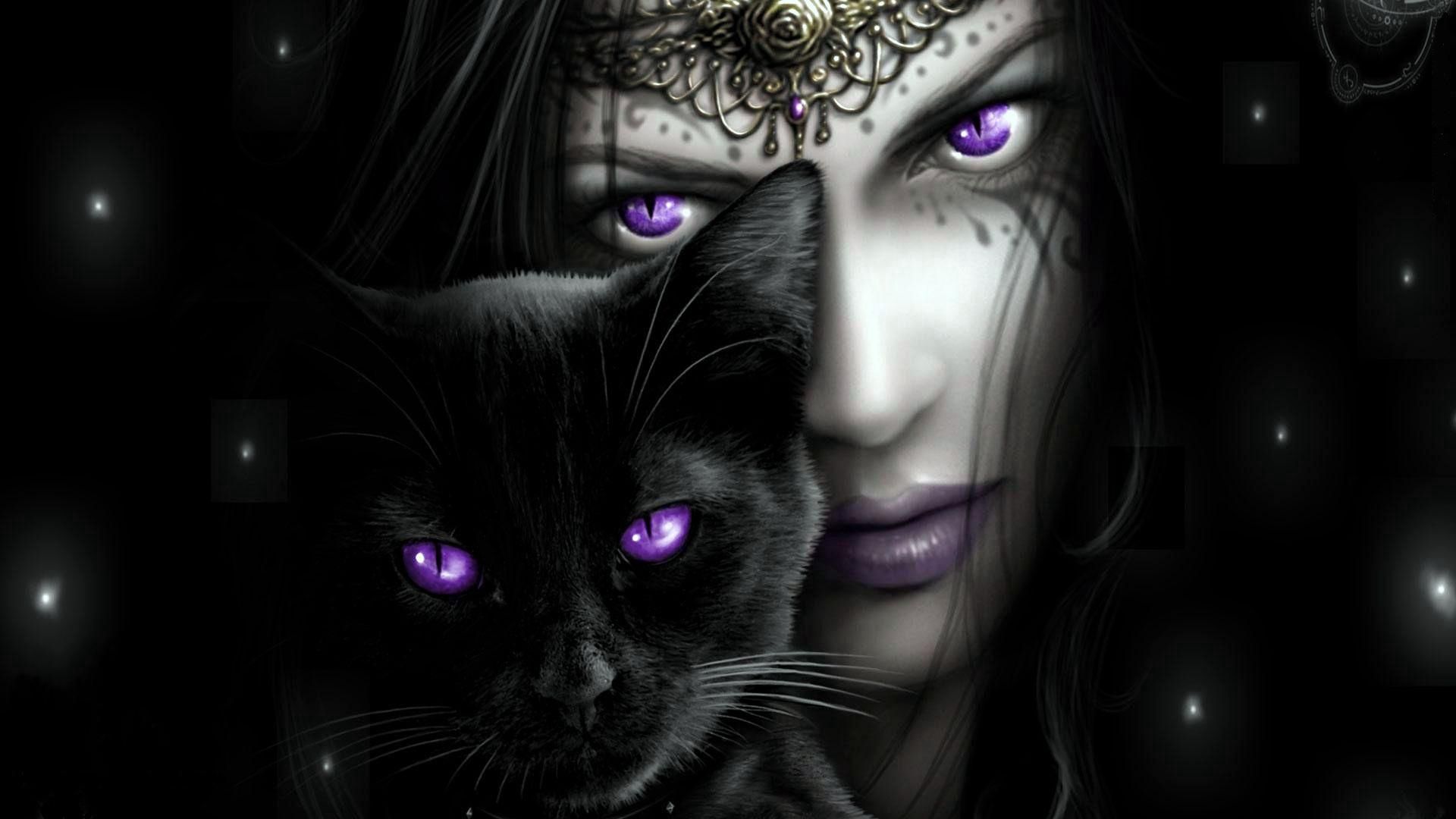 girl, cat, eyes, lilac, person