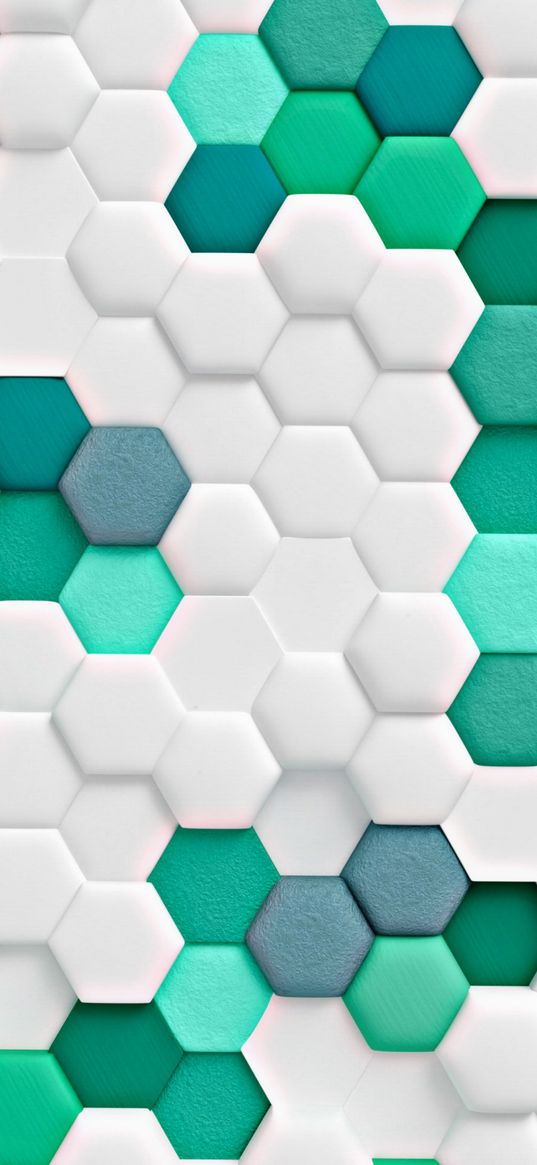 honeycomb, shapes, abstraction, white, green