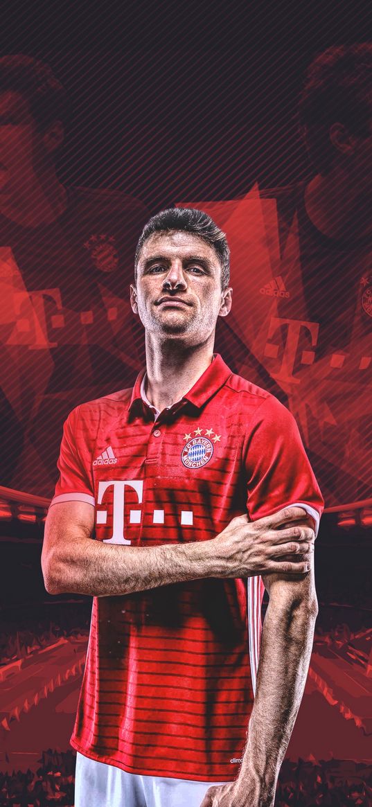 thomas muller, football player, bayern, red, white