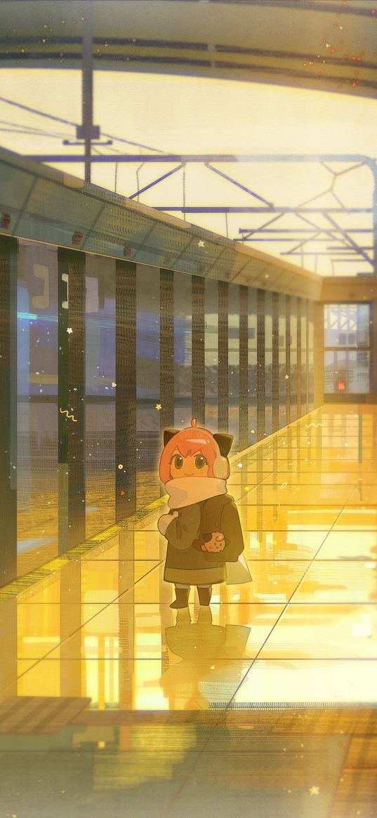 anya forger, spy x family, anime, girl, station, cute, art