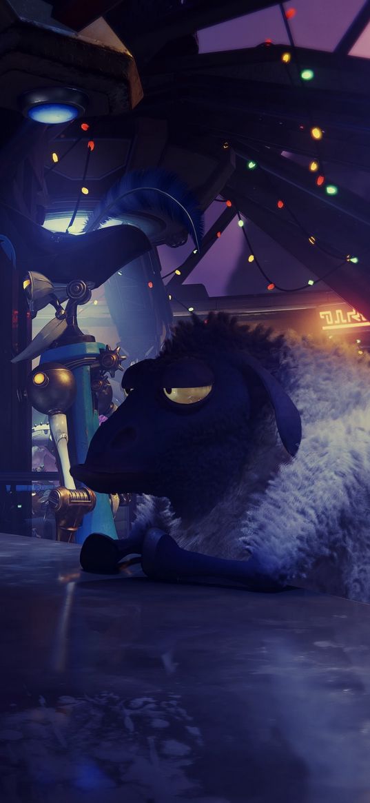 ratchet and clank, game, sheep, bar, aliens, fiction, art