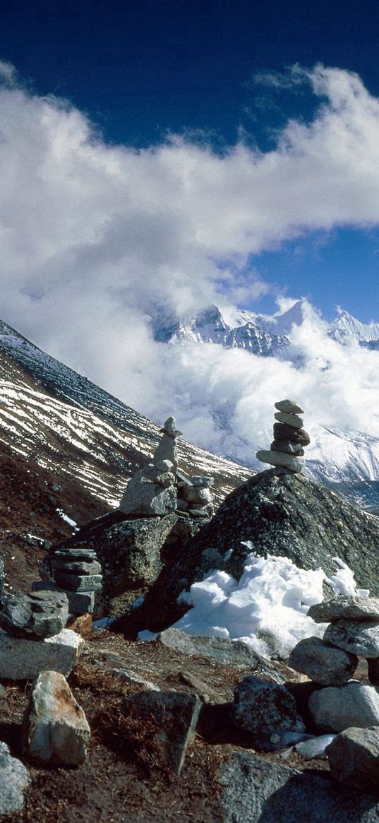 stones, mountains, balance, height, himalayas, nepal