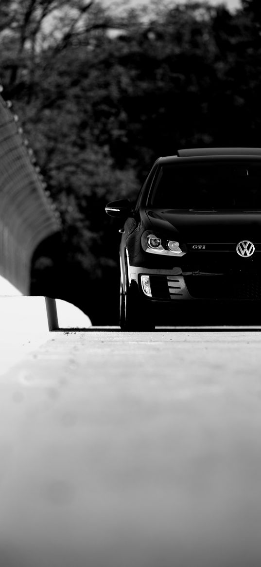 volkswagen golf, volkswagen, car, black, front view