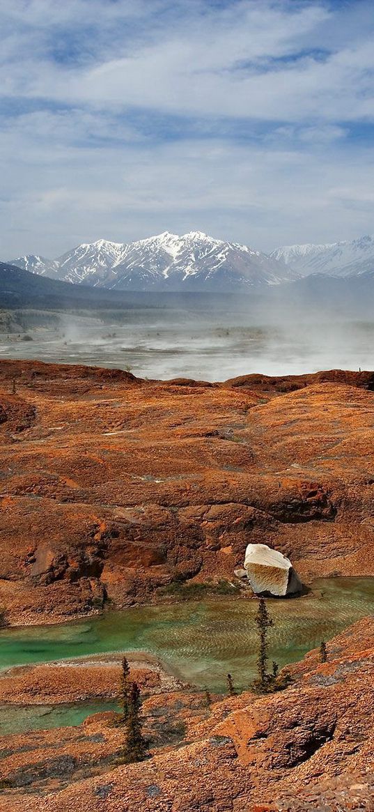 canada, lake, geyser, steam