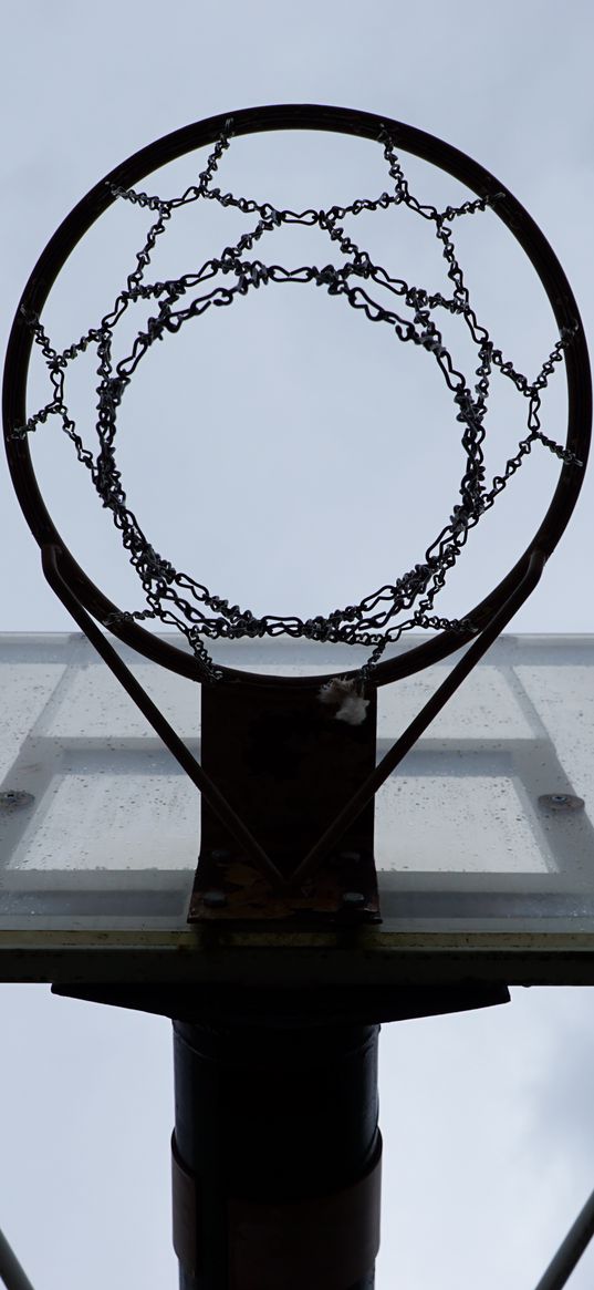 basketball stand, net, chains, basketball, sports