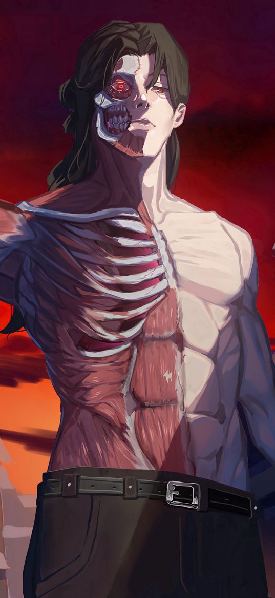 eren yeager, attack on titan, anime, character, bones, muscles, art