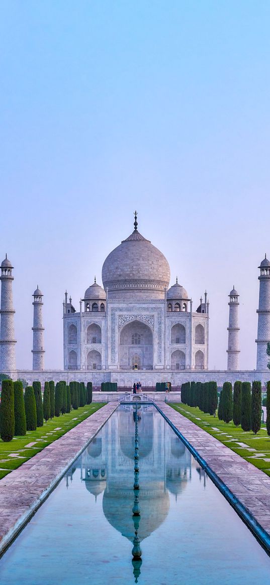 taj mahal, building, architecture, water