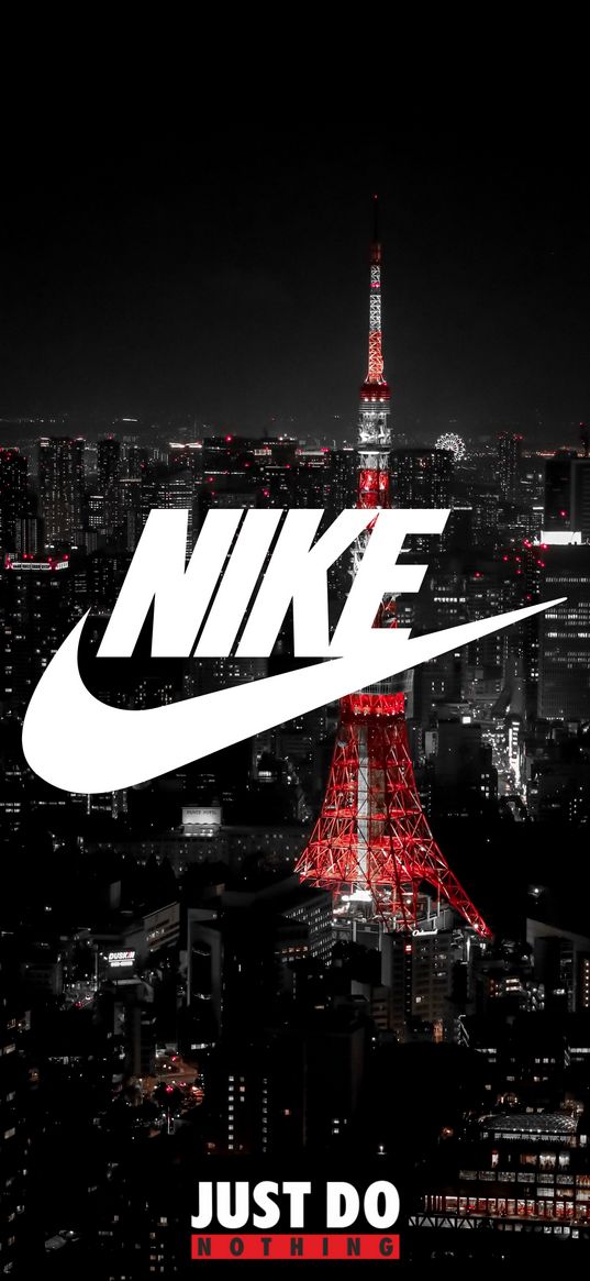 nike, paris, city, night, eiffel tower