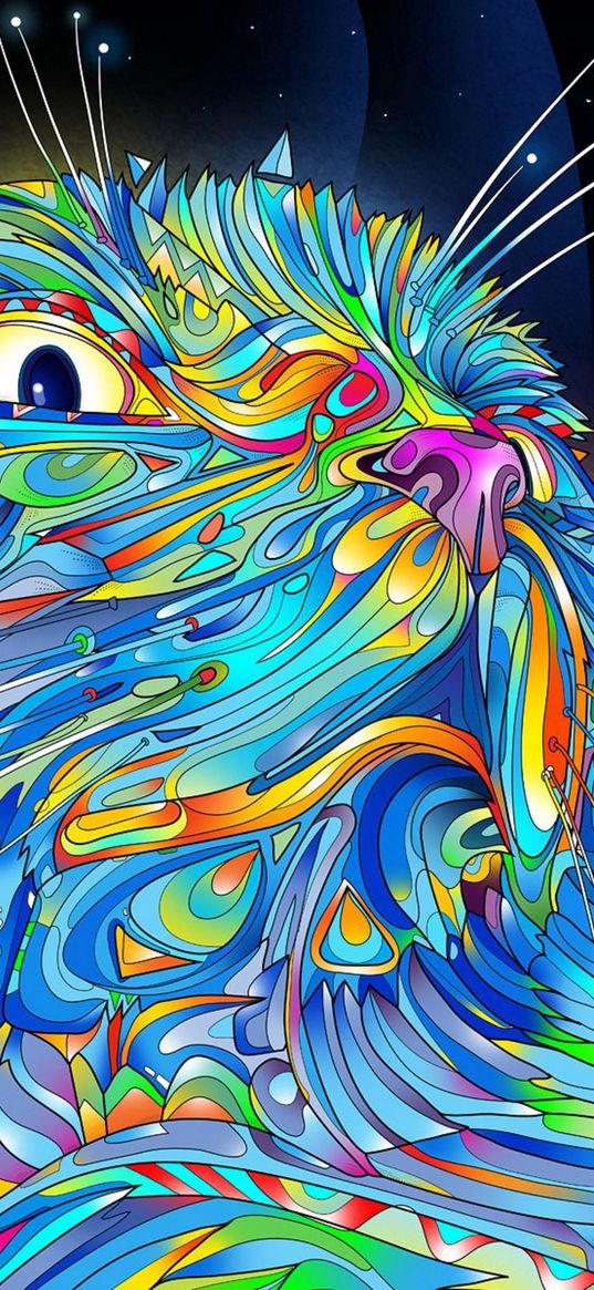 abstraction, vector, cat, colorful, paint