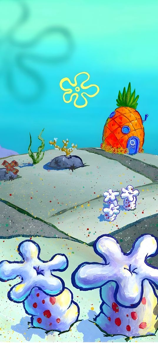 spongebob, cartoon, characters, pineapple, house