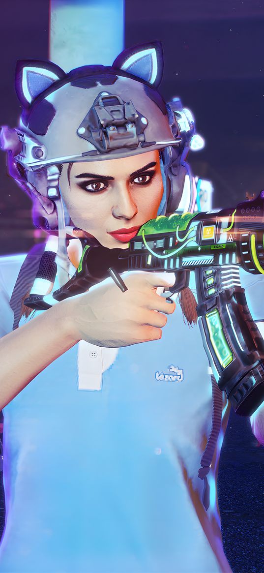 gta 5, los santos, girl, weapons, neon, game