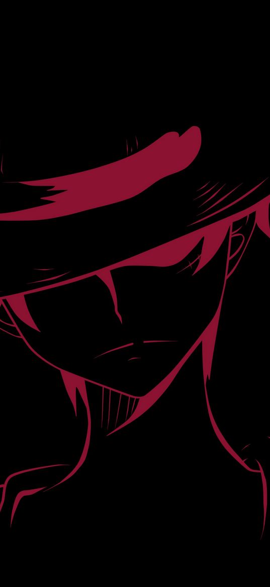 monkey d. luffy, one piece, anime, guy, hat, silhouette