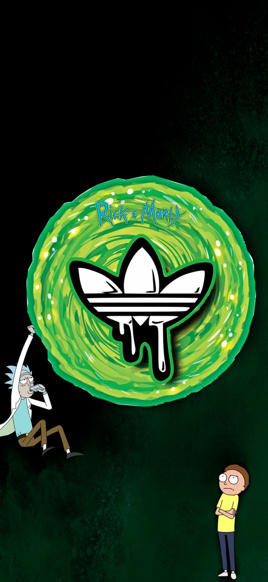 adidas, 4k, rick and morty, green