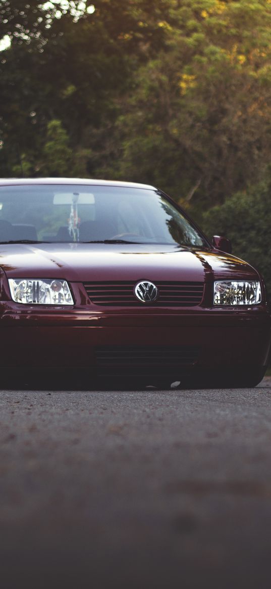 volkswagen jetta, volkswagen, car, red, front view