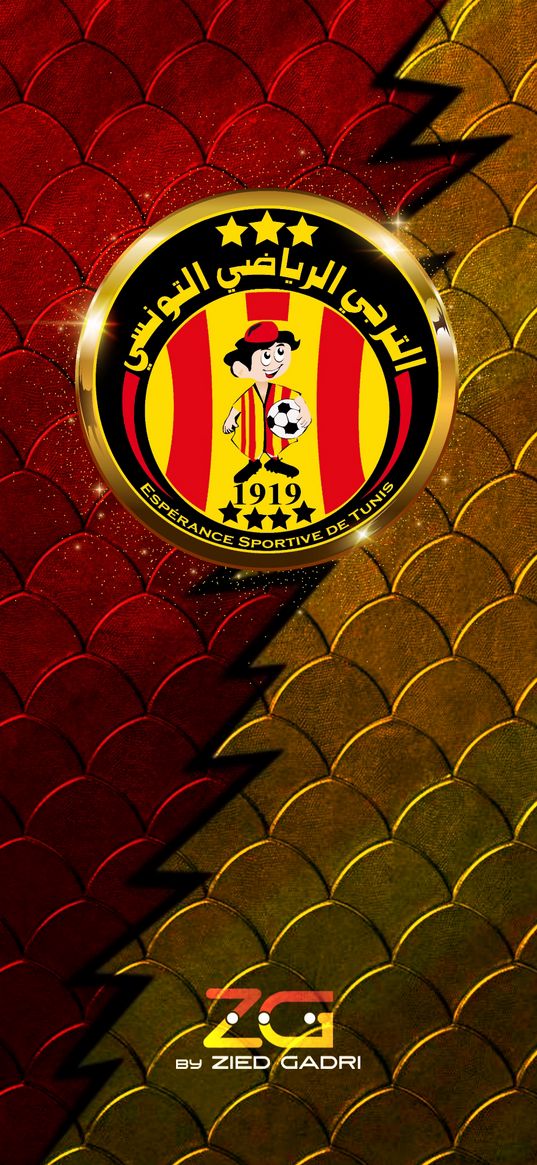 esperance tunis, football club, emblem, red, yellow