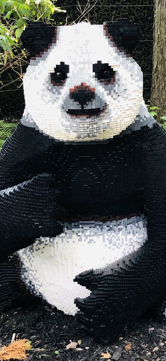 panda, bear, animal, constructor, pixels, forest