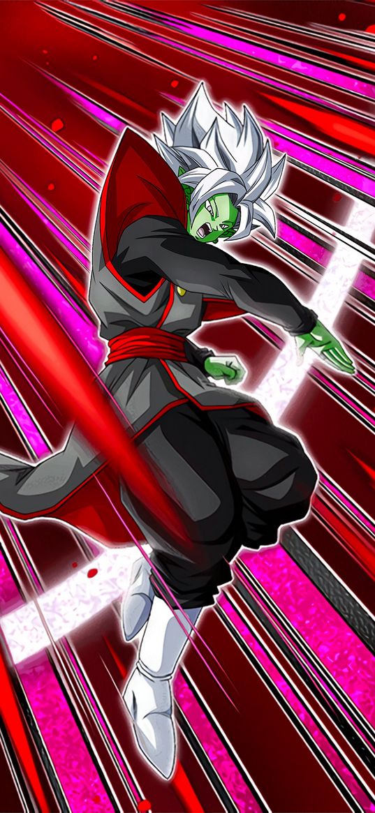 zamasu, dragon ball, anime, warrior, screams, punch, stripes, art