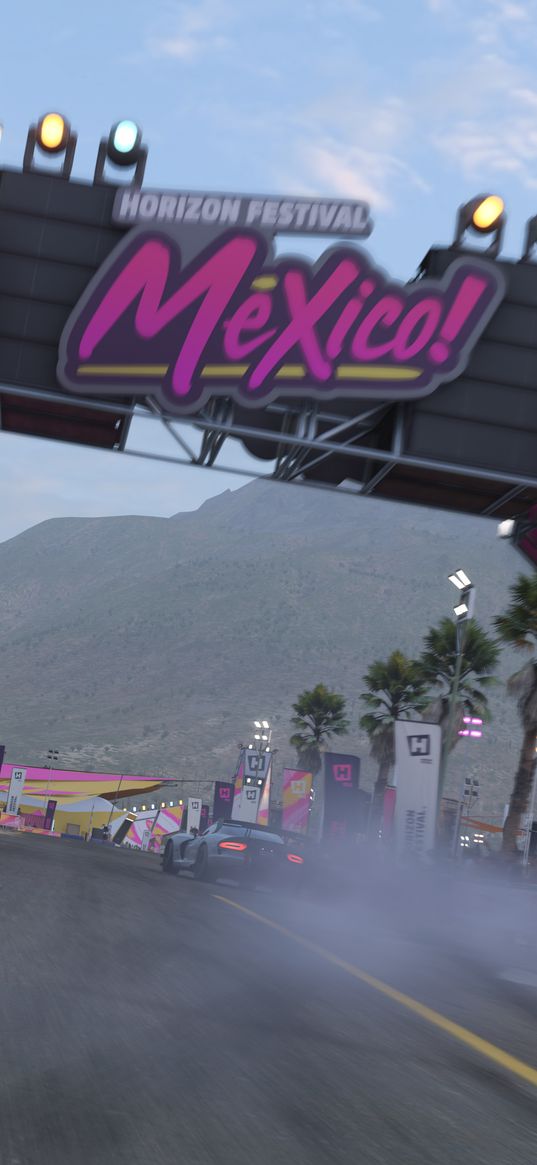 forza horizon, game, dodge viper, dodge, sports car, car, race, speed, track, spectators, mountains, mexico