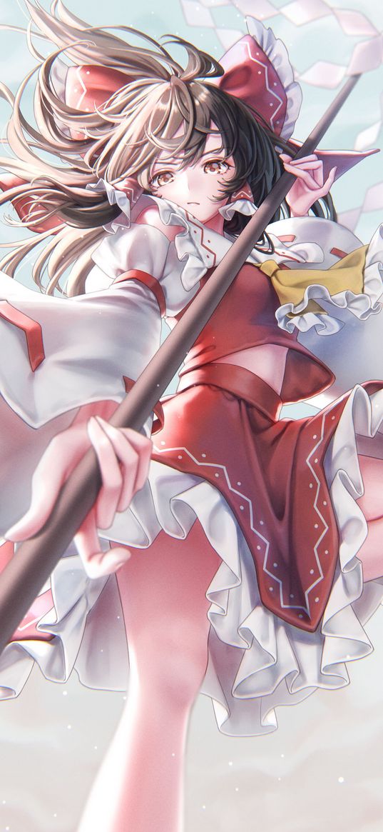 hakurei reimu, touhou, anime, girl, game, art