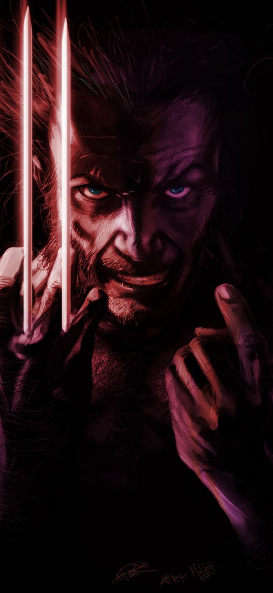 wolverine, logan, marvel, superhero, hands, art