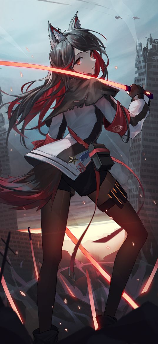 amiya, arknights, anime, girl, game, art, swords