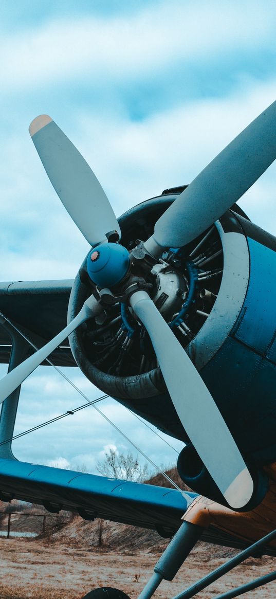 airplane, propeller, wing, retro