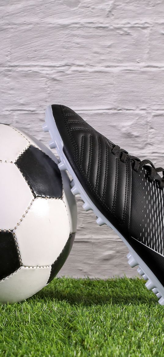 soccer ball, boot, grass, football, sport