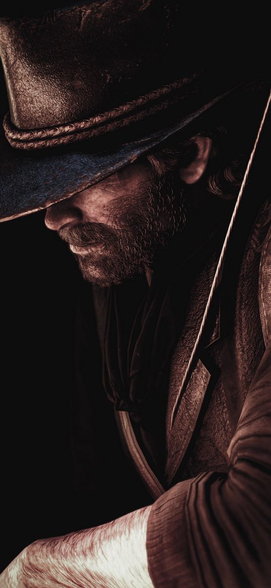 arthur morgan, red dead redemption, game, character, hat, weapon