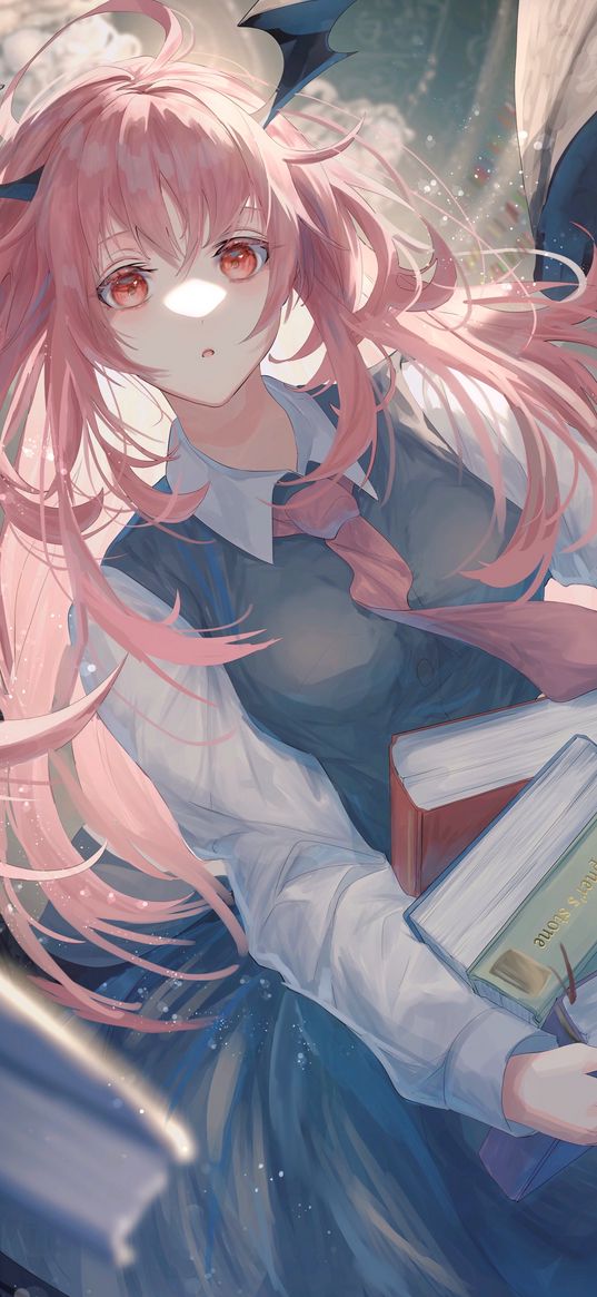 girl, student, books, anime, art