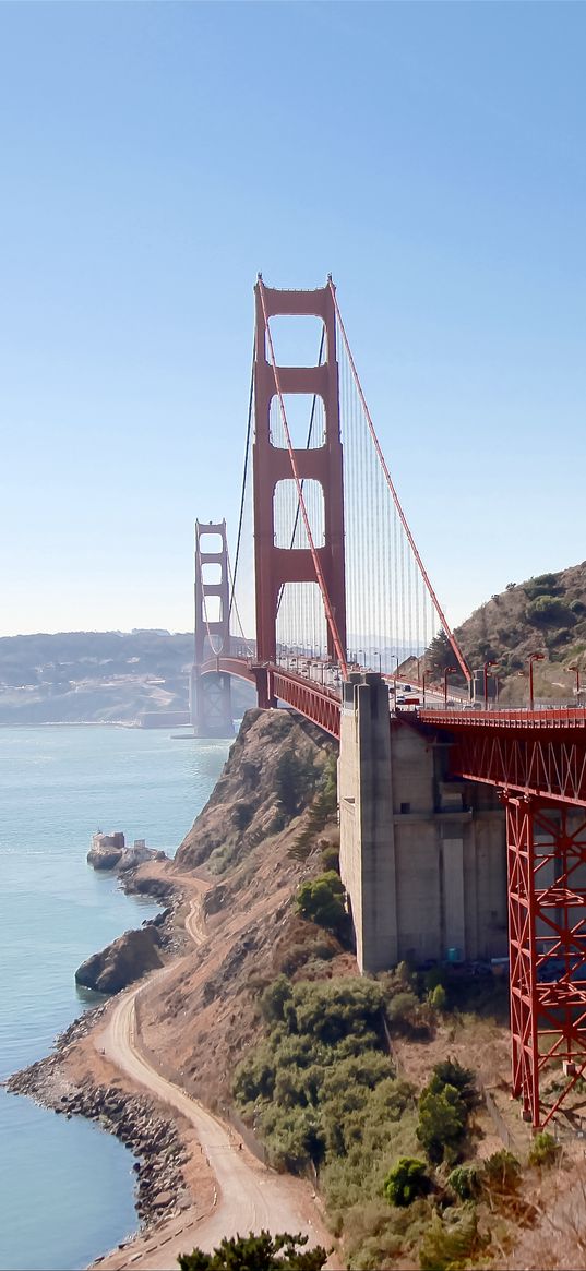 bridge, road, pilings, sea