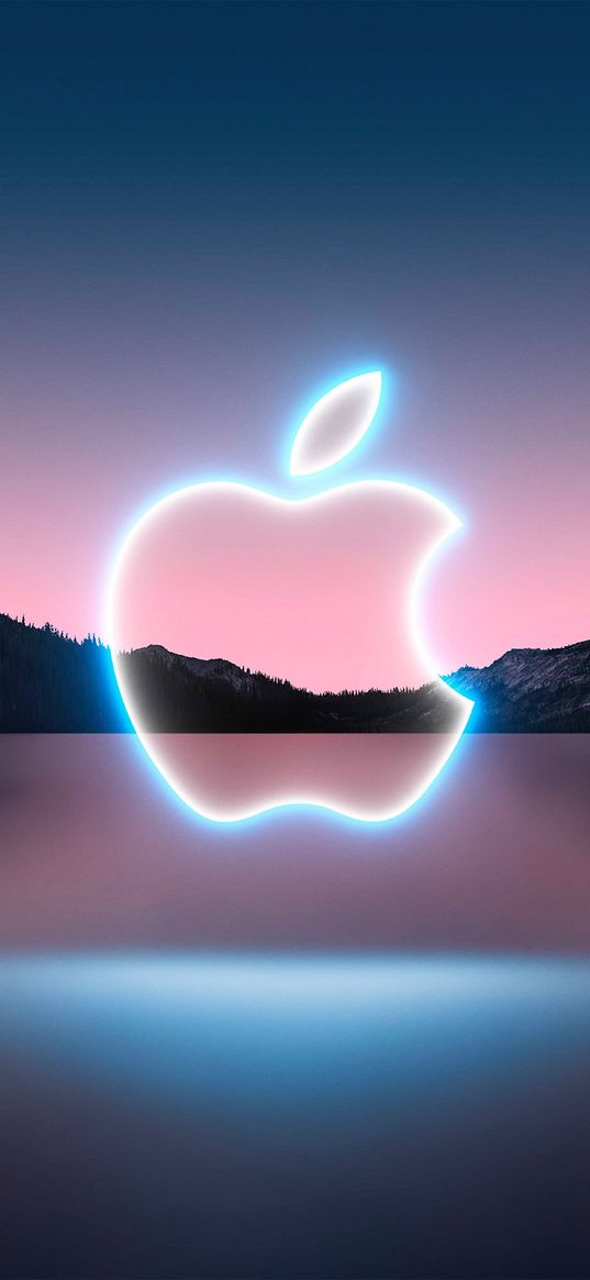 apple, iphone, glow, symbol, wallpaper