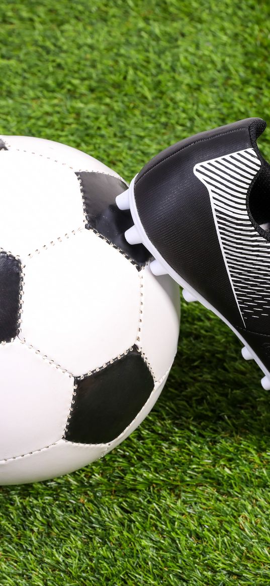 soccer ball, boot, grass, sports, football