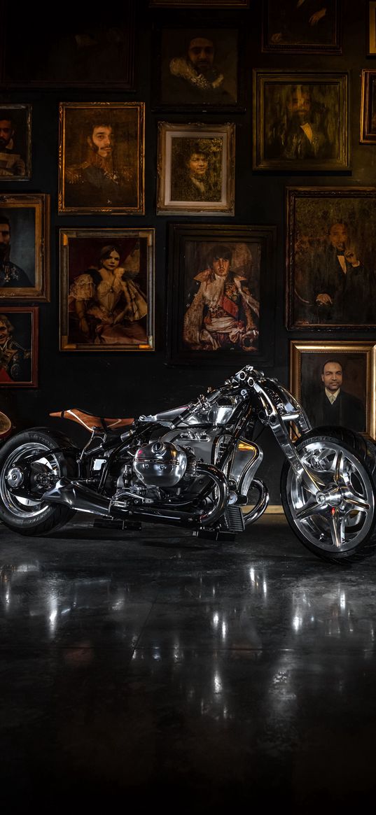 motorcycle, bike, silver, gallery, paintings