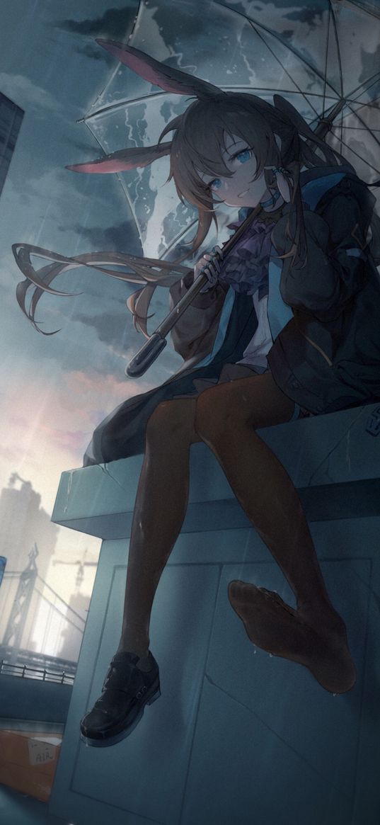 amiya, arknights, anime, girl, game, art, umbrella