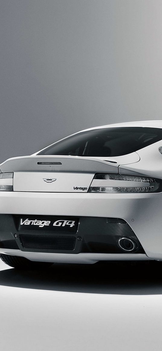 aston martin, v8, vantage, 2010, white, rear view, car, style