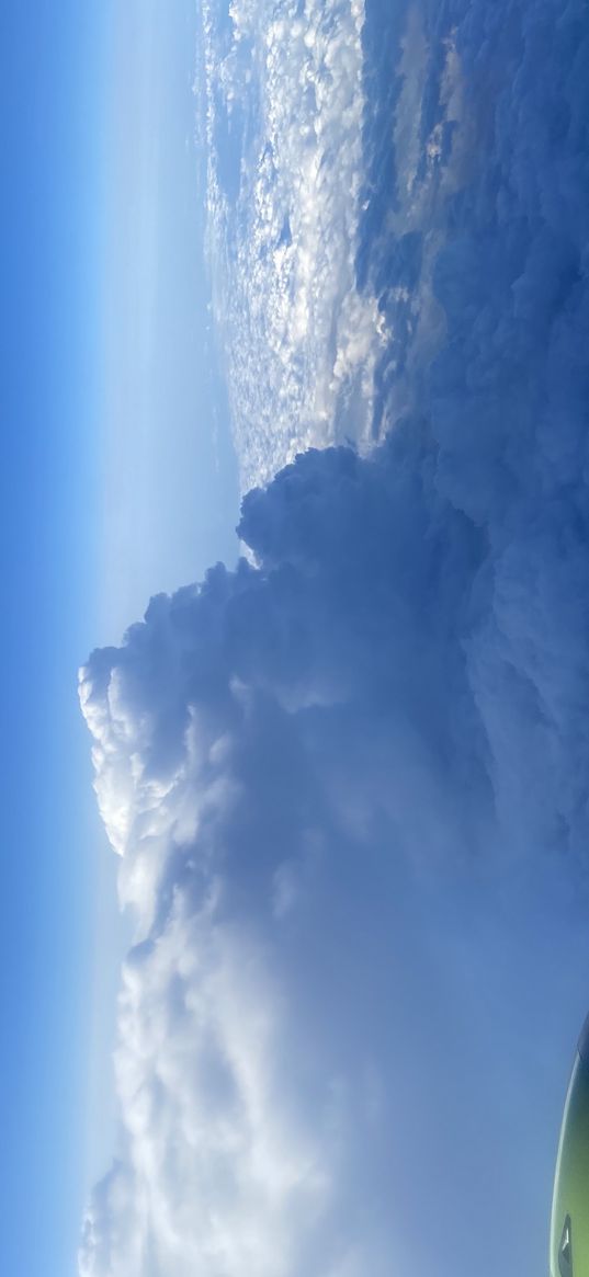 sky, clouds, plane, turbine