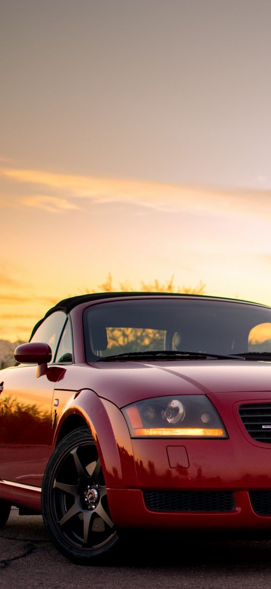 audi tt, audi, car, red, front view