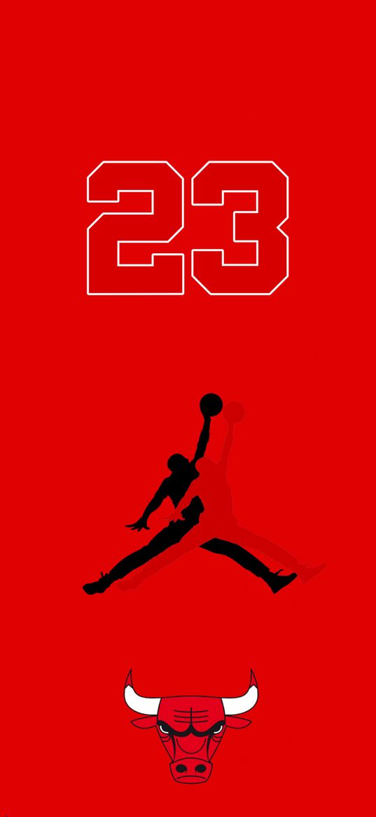 jordan, chicago bulls, 23, logos, red background, art