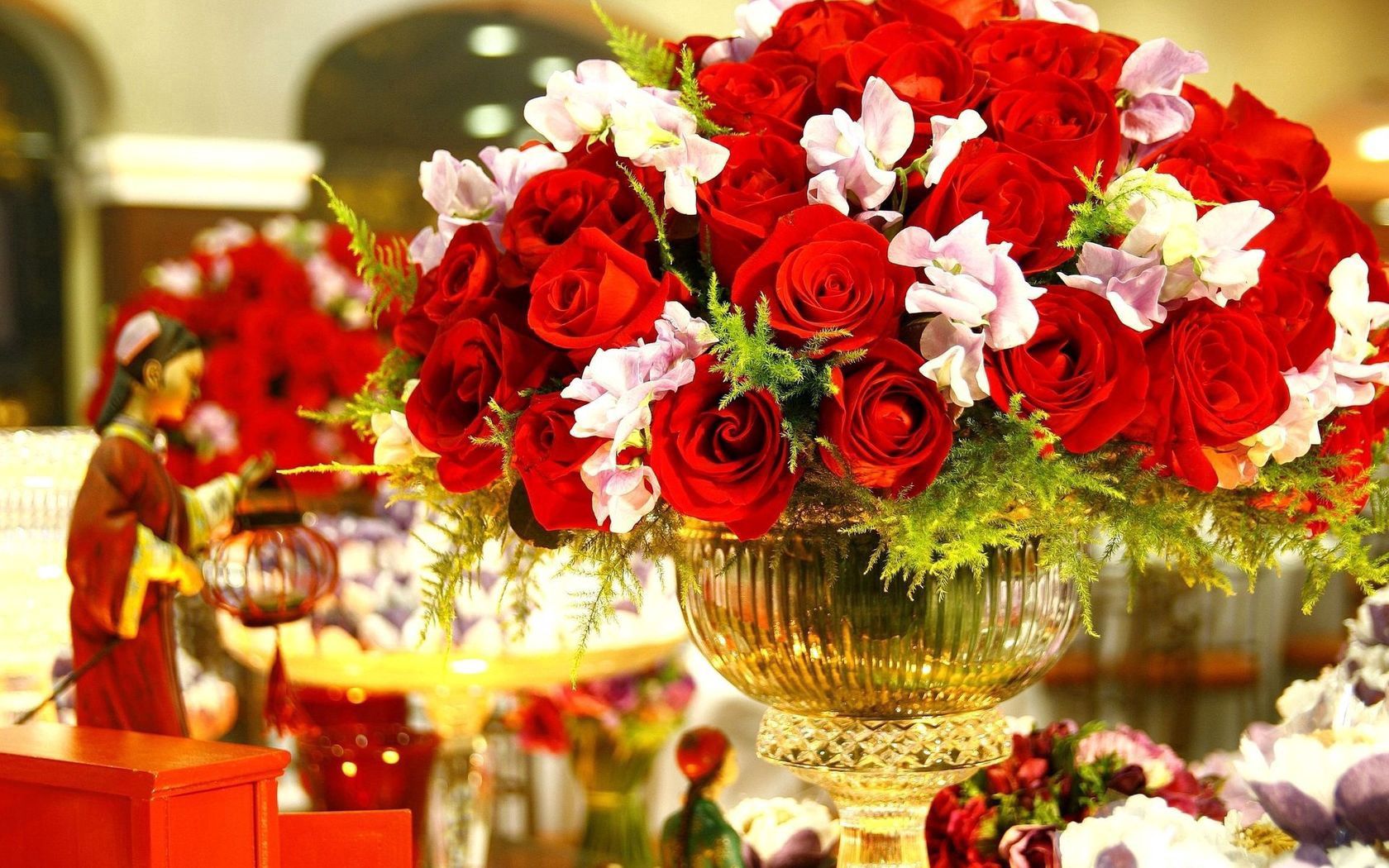 roses, bouquet, vase, decoration