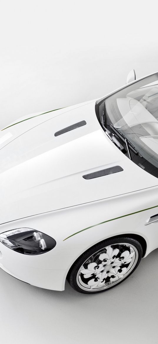 aston martin, v8, vantage, 2010, white, top view, cabriolet, style