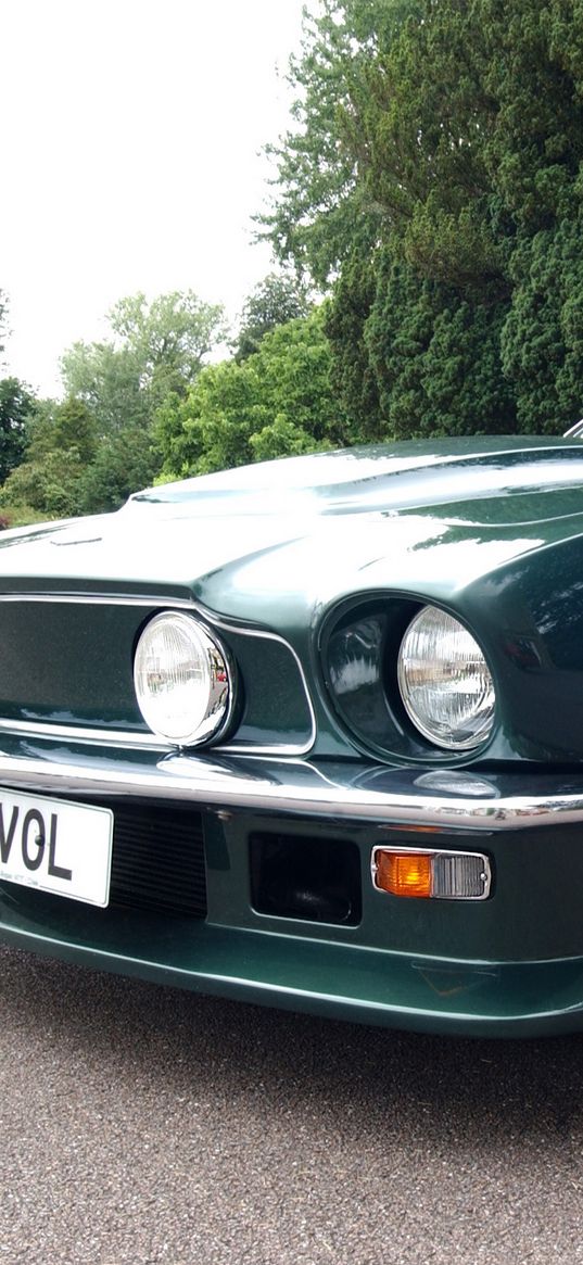 aston martin, v8, vantage, 1984, green, front view, car, retro