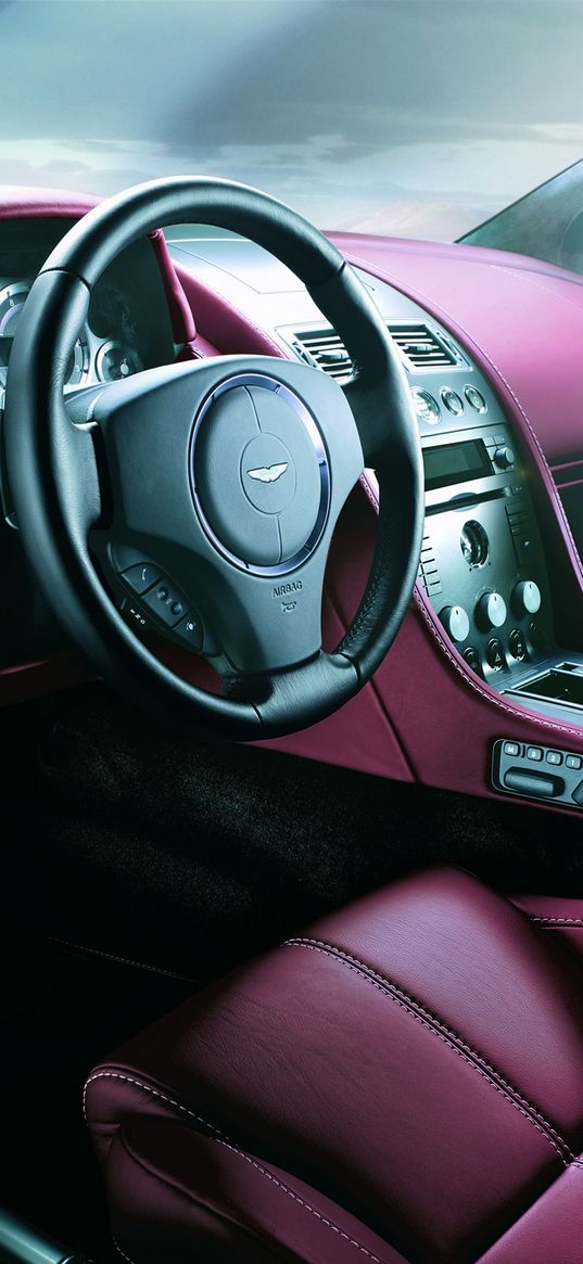 aston martin, v8, vantage, 2005, salon, interior, steering wheel, speedometer