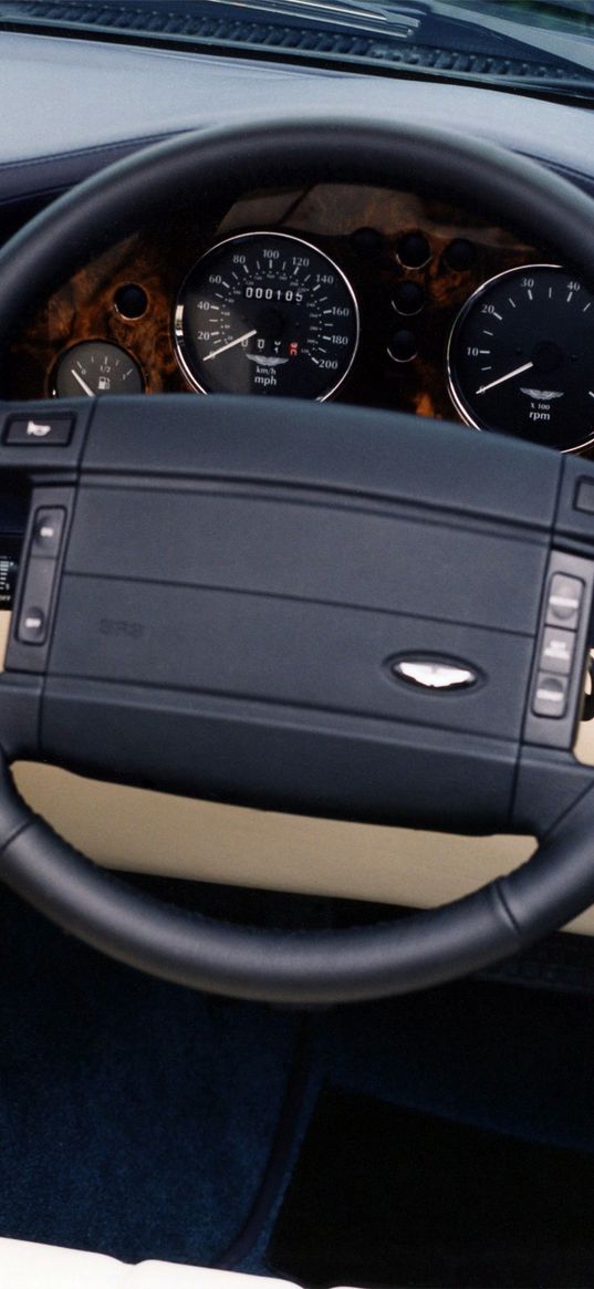 aston martin, v8, vantage, 1993, salon, interior, steering wheel, speedometer