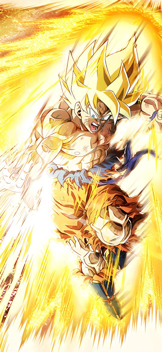 goku, dragon ball z, anime, fire, power, art